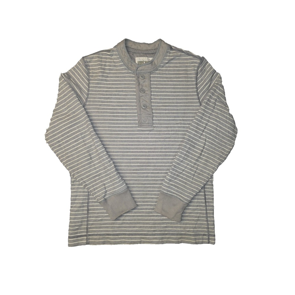 Eddie Bauer Legendwash Henley Gray White Size M Long Sleeve Sweatshirt